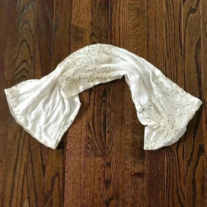 Vintage American Eagle Linen Infinity Scarf with Gold Sequins